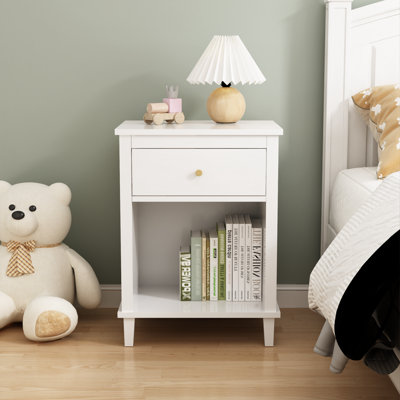Wooden Nightstands With Single Drawer And Shelf by Winston Porter
