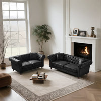 Mid-Century Modern 2-Piece Chesterfield Sofa Set by Darby Home Co