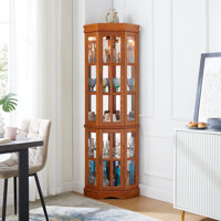 Corner Curio Cabinet With 5 Shelves Anding System(E26 Bulb Not Included) by Winston Porter