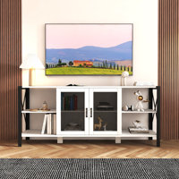TV Stands For Living Room, Industrial TV Stand For Bedroom Furniture, Farmhouse TV Stand 80 Inch Television Stand , Modern Horizontal Wood And Metal O by 17 Stories