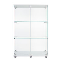 Two Door Glass Cabinet Glass Display Cabinet With 3 Shelves, Storage Cabinet, Display Cabinet, Glass Cabinet by Wrought Studio
