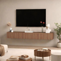 Calonne For Tvs Up To 75", 11.8"H Floating Mount Fluted Panel Tv Stand, Led Entertainment Center, Media Tv Console With Flip-Down Storage(Not Suitable by Ebern Designs
