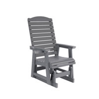 Poly Lumber Patio Glider for One Person, with Cup Holders, Horizontal Backrest and Deep Contoured Seat, HIPS Material, All-Weather Resistant by Lark Manor
