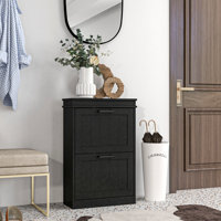 Shoe Cabinet For Entryway, Narrow Shoe Rack Storage Organizer With 2 Flip Drawers And Adjustable Shelves For 10 Pairs Of Shoes by Winston Porter