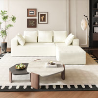 106" Cloud Comfort Modular Sectional Sofa With L-shape Chaise - Soft Corduroy Fabric, Deep Seat, No Assembly Required, Modern Couches For Living Room by Mercer41