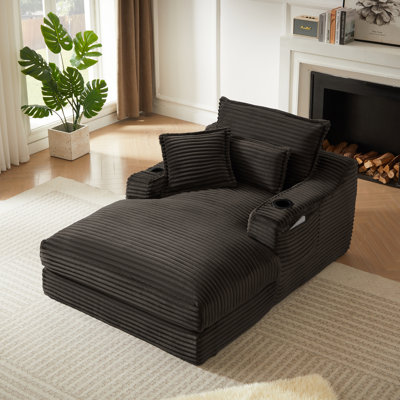 47.2" W Modern Compression Indoor Oversize Chaise Lounge, With Cup Holders And Magazine Pocket No Assembly Required Single Chaise Lounge by Mercer41