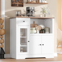 Kitchen Microwave Cabinets with Storage, Buffet Cabinet Sideboard with 3 Doors,1 Drawer and Adjustable Shelves, Pantry Storage Cabinet for Kitchen, Di