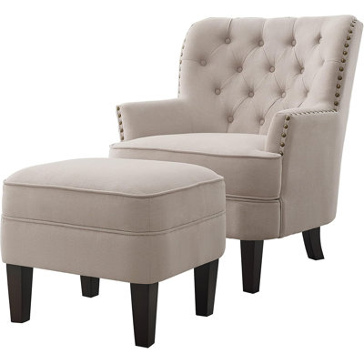 Home Office Chair, Button Tufted, Large, Beige by Red Barrel Studio