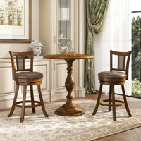 Set of Bar Stools Swivel Bar Chairs with Backrest & Footrest by Lark Manor