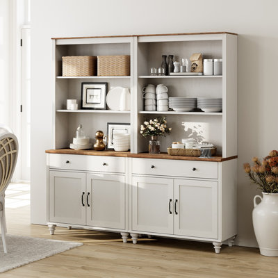 Scarlett Set Of 2 Kitchen Pantry With Doors & Drawers, Farmhouse Storage Cabinet With Adjustable Shleves For Kitchen & Living Room & Bedroom by Canora Grey