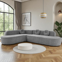 L-Shape 122" Wide Upholstered Sectional With Pillows by Ivy Bronx