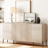 61.6"Wide Wood File Cabinet With Shelves, Minimalist Reeded Design, Modern Farmhouse Office Storage Cabinet For Study Room, Living Room by Ebern Designs