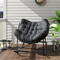 Outdoor Steel Rocking Chair With Cushion by Bayou Breeze