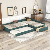 COCOSNUG Upholstered Double Twin Size Daybed With Trundle And Drawer by Latitude Run