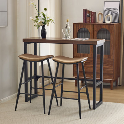 47.24in Modern Counter Height Bar Table and Chairs Set with 2 Stools for Kitchen Dining Table