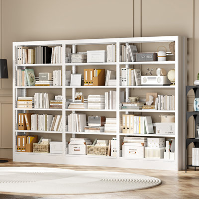 71" Metal Book Shelf, 5 Tier   Bookshelf With Adjustable Shelves, 108.7"w Bookshleves And Bookcases, Heavy Duty Library Book Case, Expandable Combinat by Latitude Run