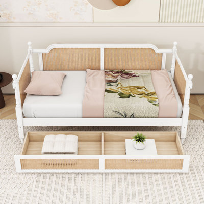 Wood Platform Bed with Large Storage Drawer