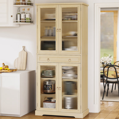 72" Kitchen Pantry Cabinet With Drawers, Tall Kitchen Pantry Storage Cabinet With Doors And Adjustable Shelves, Wood Food Storage Cabinets, Freestand