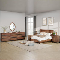 3-Piece Dresser And Nightstand Set, 94.5 Inches Dresser With 9 Drawers, 2 Nightstand With Drawer And Cabinet For Bedroom, Bedroom Furniture Set by Ebern Designs
