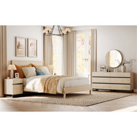 3-Piece Dresser And Nightstand Set, 63 Inches Dresser With 6 Drawers, 2 Nightstand With Drawer And Cabinet For Bedroom, Bedroom Furniture Set by Ebern Designs