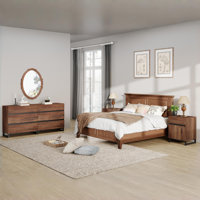 3-Piece Dresser And Nightstand Set, 63 Inches Dresser With 6 Drawers, 2 Nightstand With Drawer And Cabinet For Bedroom, Bedroom Furniture Set by Ebern Designs
