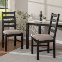 Solid Wood Dining Chair with Seat Cushion (set of 2) by Ebern Designs