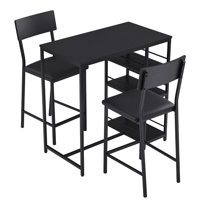 VINGLI Disassembled MDF + Iron + Soft Cushion Marble Pattern + Tube One Table And Two Chairs With Side Storage Rack Bar Table And Chair Set