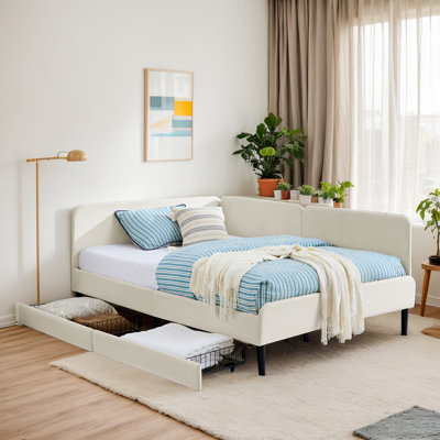 Upholstered Daybed With Drawers and Adjustable Side Boards (Without Mattress) by Latitude Run