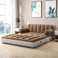 Inflatable Mattress With Bed Frame And Storage Box With Wheels Built-In Pump Inflatable Mattress by Alwyn Home