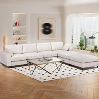 Extra Large 6-seater Combination Sofa, Corduroy, Convertible, With Headrests And Footstools by Mercer41