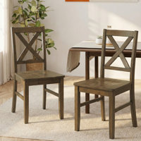 Oaklyn Rustic Solid Wood Cross Back Dining Chair by Gracie Oaks
