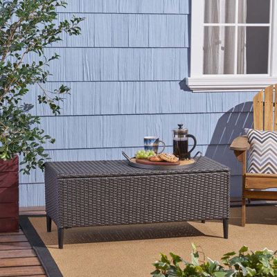 Rattan Outdoor Bench Flip Top Storage by Latitude Run