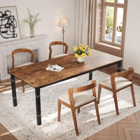 79" Industrial Farmhouse Dining Table for 6-8, Heavy Duty Metal Legs & Wood Top, Rustic Kitchen Table for Living/Dining Room by 17 Stories