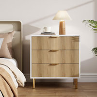 Dresser, Modern 3 Drawer Dresser For Bedroom With Gold Handle And Large Drawer, Wood Double Chest Of Drawers And Storage Organizer For Living Room, Ha by Mercer41
