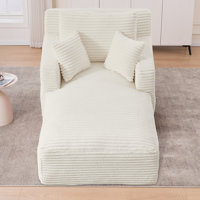 Oversized Corduroy Boneless Chaise Lounge Chair With Soft Pillows & Armrests by Mercer41