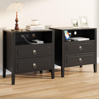 Sleek Modern Nightstand with Charging Station by Latitude Run