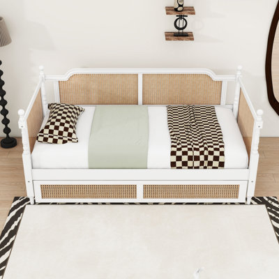 Wooden Daybed with Headboard and Trundle