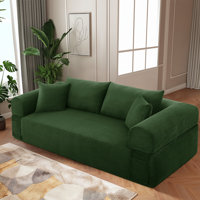 83" Modern Corduroy Loveseat Sofa,2-Seater Cloud Couch with Memory Foam and Spring Seat With Four Pillows,Deep Seat Sofa with Wide Armrests,No Assemb by Mercer41