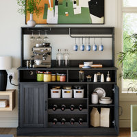 Farmhouse Coffee Bar Cabinet with Wine Rack, 47