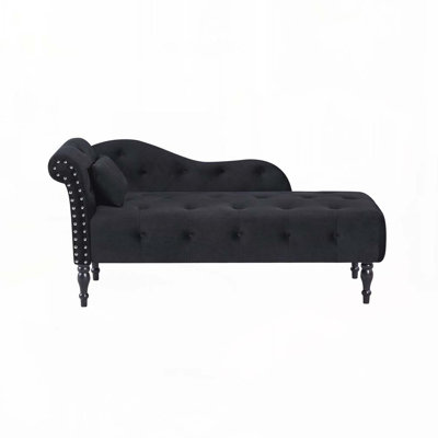 Velvet Upholstered Buttons Tufted Nailhead Trimmed Indoor Chaise Lounge