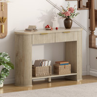 Fluted Sofa Console Table With Drawer And Shelf Storage by Union Rustic