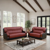 2-Piece Premium Cowhide Genuine Leather Living Room Sofa Set by Red Barrel Studio