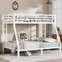 White Metal Twin over Full Bunk Bed for Teens & Adults, Space-Saving, Noise-Free, No Box Spring Required by Isabelle & Max