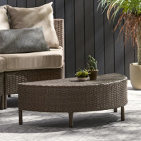 PE Wicker Oval Coffee Table for Outdoor Spaces, Stylish and Functional Design, Perfect for Patio or Garden with a Chic Touch by Latitude Run