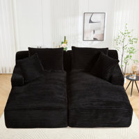 Oversized Boneless Double Chaise Lounge Sofa With Modern Compressed Corduroy Upholstery by Mercer41