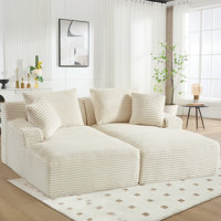 Oversized Boneless Double Chaise Lounge Sofa With Modern Compressed Corduroy Upholstery by Mercer41