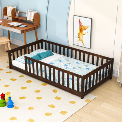 Twin Floor Bed With Safety Guardrails by Harriet Bee