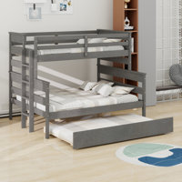 Wood Bunk Bed With Trundle by Harriet Bee