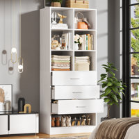 23.6” Freestanding Wardrobe Partition Closet System With 3 Drawers, Organizer Modular With Shoe Shelf by Latitude Run