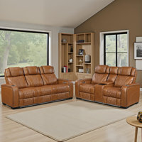 Barra Modern & Contemporary Power Reclining 2-Piece Living Room Set with 100% Top Grain Leather Upholstery, Soothing Heat and Air Massage & Foam over by Latitude Run